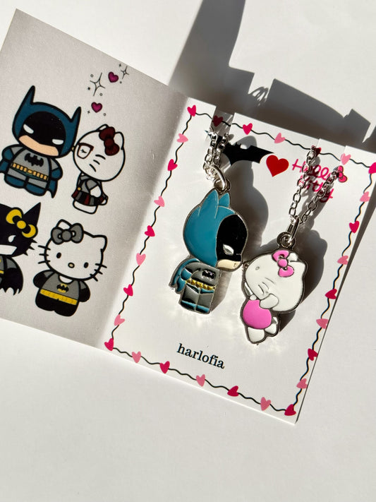 Batman & Hello Kitty Couple Necklaces